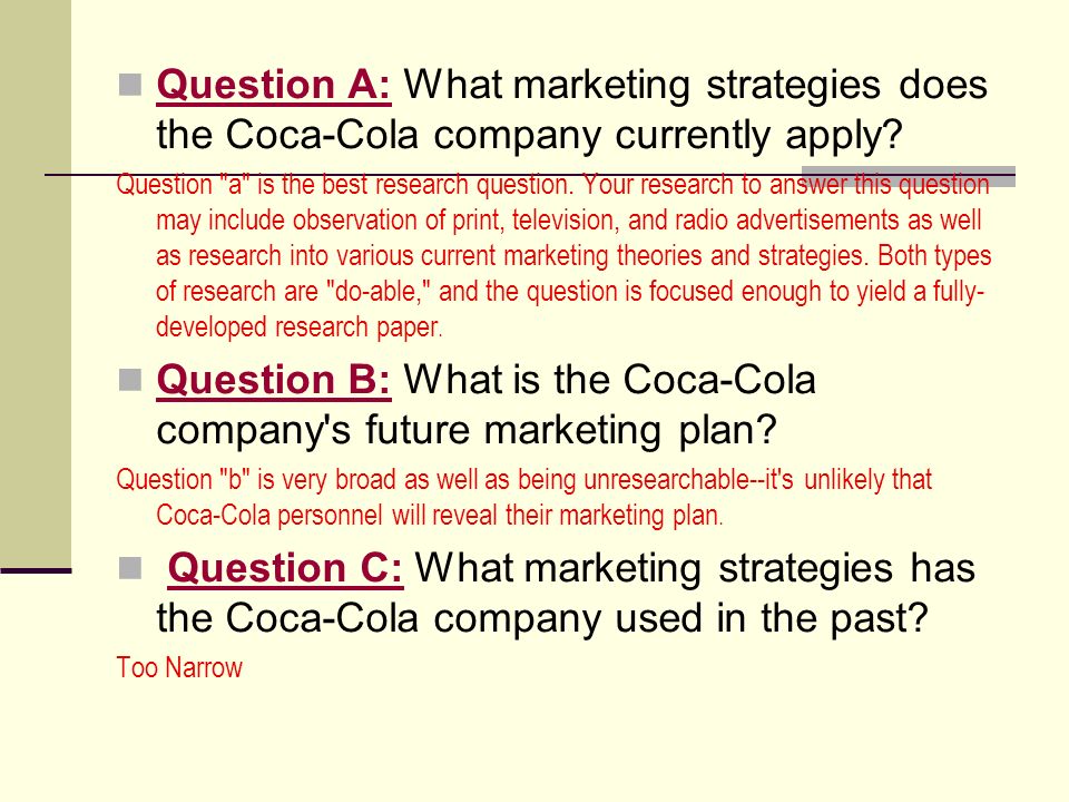 Coca cola market plan and market research essay